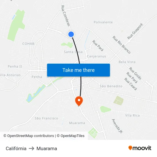 Califórnia to Muarama map