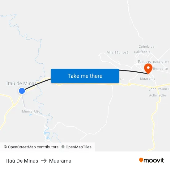 Itaú De Minas to Muarama map