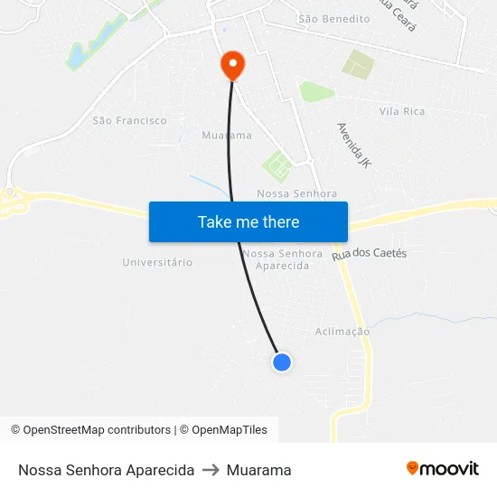 Nossa Senhora Aparecida to Muarama map