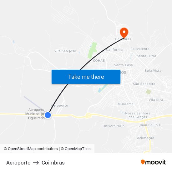 Aeroporto to Coimbras map