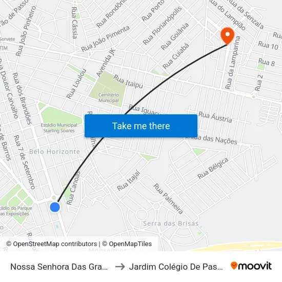 Nossa Senhora Das Graças to Jardim Colégio De Passos map