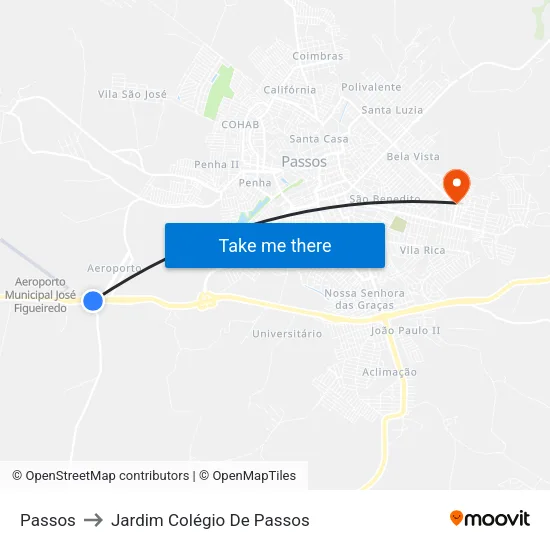 Passos to Jardim Colégio De Passos map