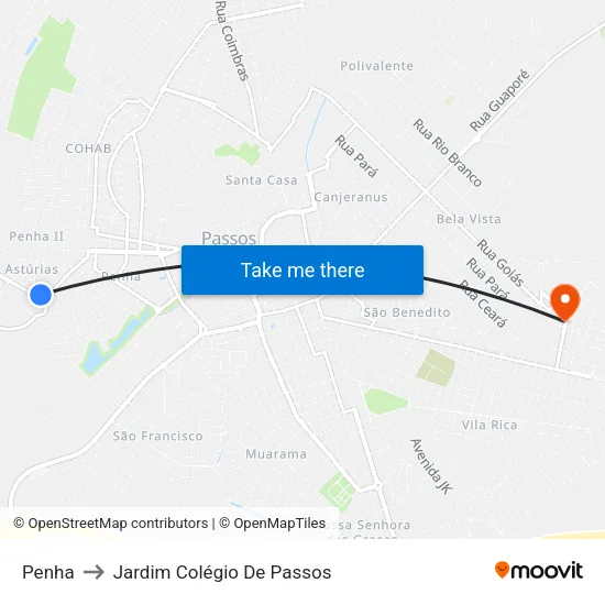 Penha to Jardim Colégio De Passos map