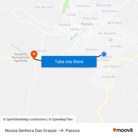 Nossa Senhora Das Graças to Passos map