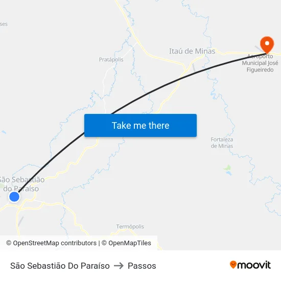 São Sebastião Do Paraíso to Passos map