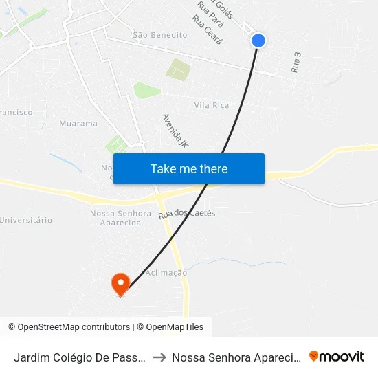 Jardim Colégio De Passos to Nossa Senhora Aparecida map