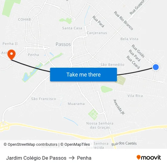 Jardim Colégio De Passos to Penha map