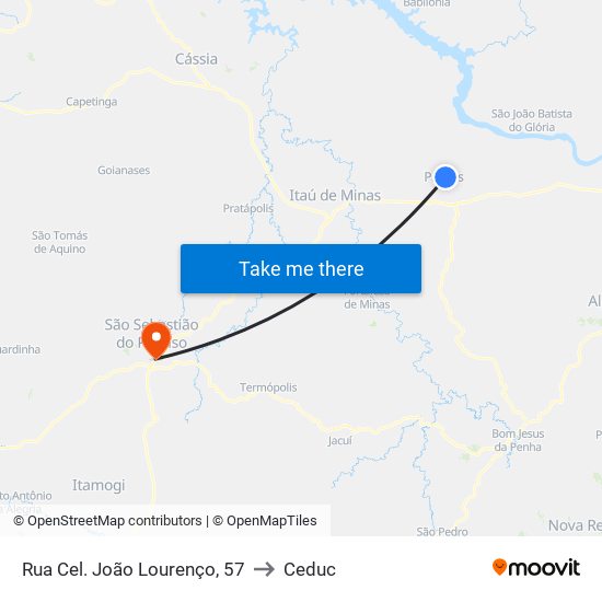 Rua Cel. João Lourenço, 57 to Ceduc map