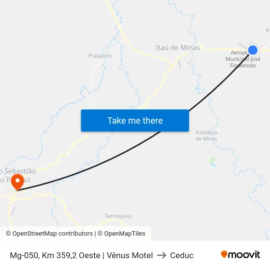 Mg-050, Km 359,2 Oeste | Vênus Motel to Ceduc map