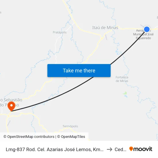 Lmg-837 Rod. Cel. Azarias José Lemos, Km 0,1 Sul to Ceduc map