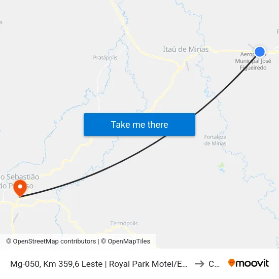 Mg-050, Km 359,6 Leste | Royal Park Motel/Entr. Para Fortaleza De Minas to Ceduc map