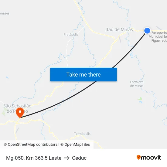 Mg-050, Km 363,5 Leste to Ceduc map