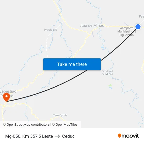 Mg-050, Km 357,5 Leste to Ceduc map