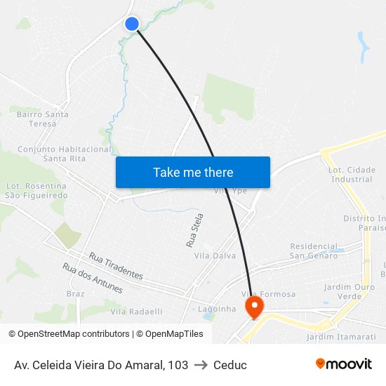 Av. Celeida Vieira Do Amaral, 103 to Ceduc map