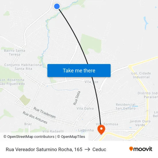 Rua Vereador Saturnino Rocha, 165 to Ceduc map