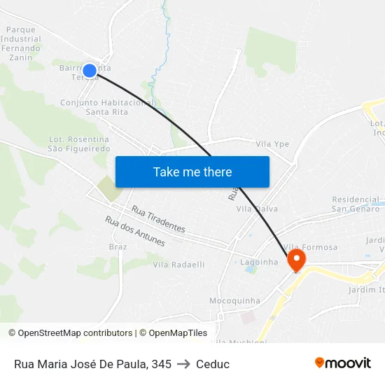 Rua Maria José De Paula, 345 to Ceduc map