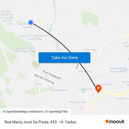 Rua Maria José De Paula, 455 to Ceduc map