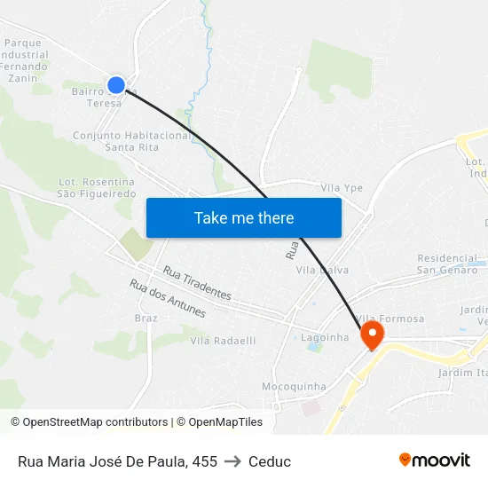 Rua Maria José De Paula, 455 to Ceduc map