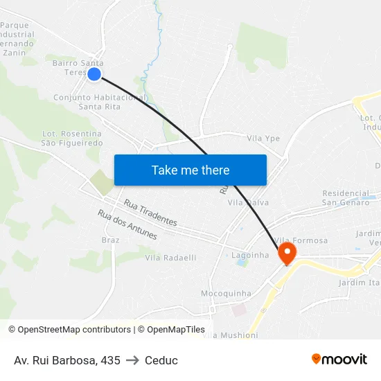 Av. Rui Barbosa, 435 to Ceduc map