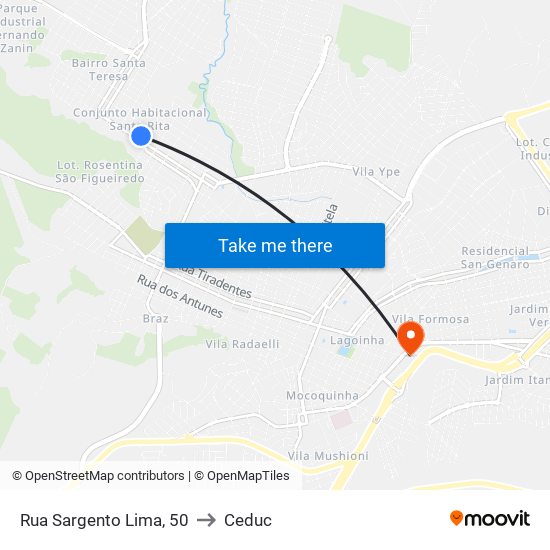 Rua Sargento Lima, 50 to Ceduc map