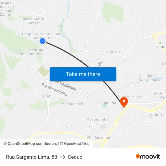 Rua Sargento Lima, 50 to Ceduc map
