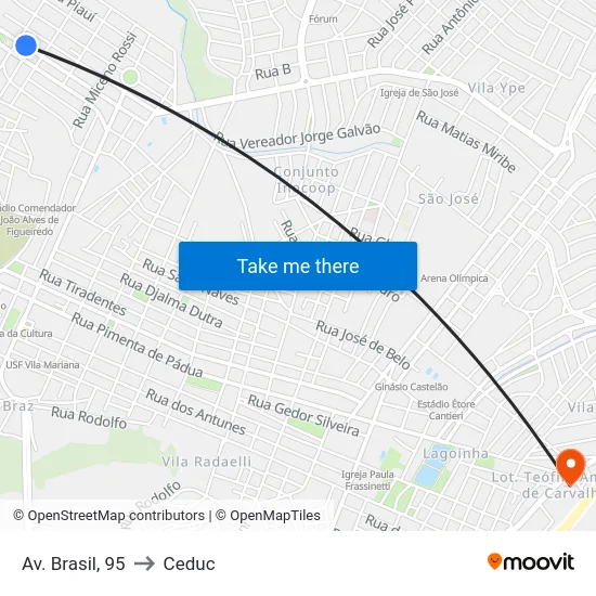 Av. Brasil, 95 to Ceduc map