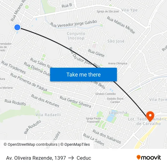 Av. Oliveira Rezende, 1397 to Ceduc map