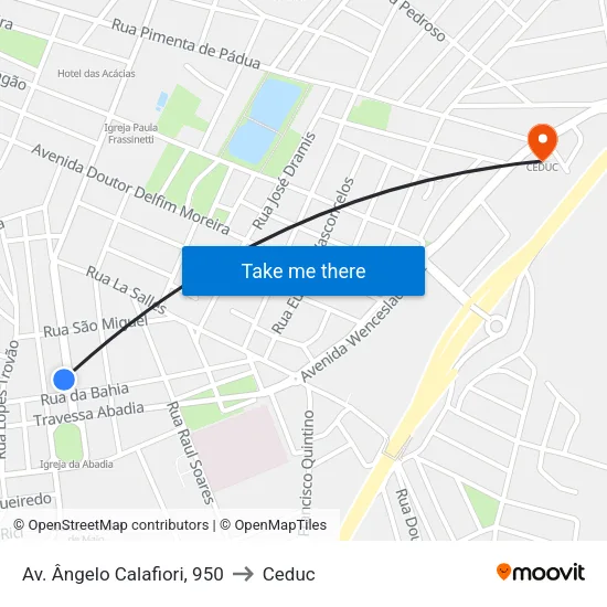 Av. Ângelo Calafiori, 950 to Ceduc map