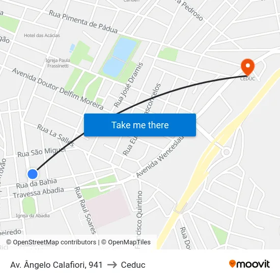 Av. Ângelo Calafiori, 941 to Ceduc map