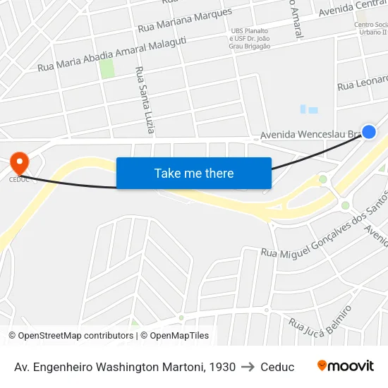 Av. Engenheiro Washington Martoni, 1930 to Ceduc map