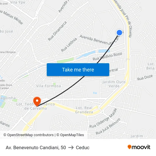 Av. Benevenuto Candiani, 50 to Ceduc map