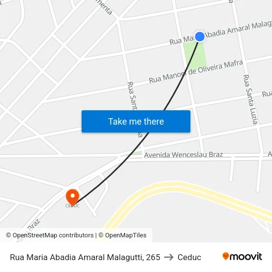Rua Maria Abadia Amaral Malagutti, 265 to Ceduc map