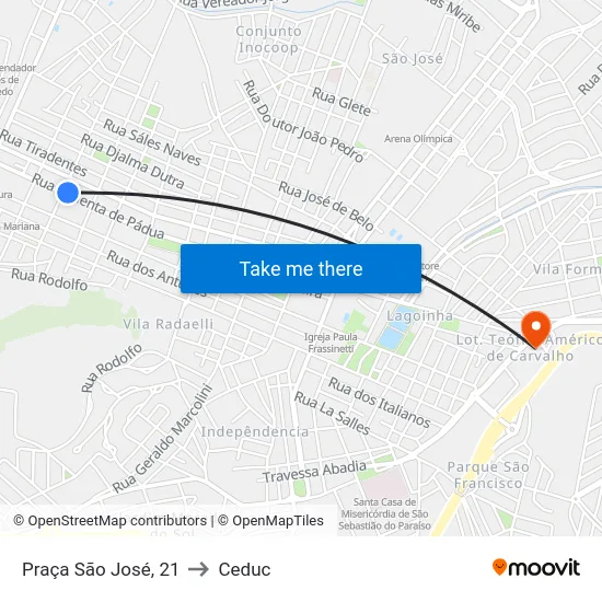 Praça São José, 21 to Ceduc map