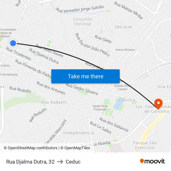 Rua Djalma Dutra, 32 to Ceduc map