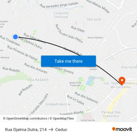 Rua Djalma Dutra, 214 to Ceduc map