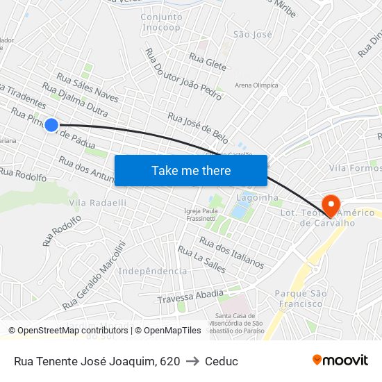 Rua Tenente José Joaquim, 620 to Ceduc map