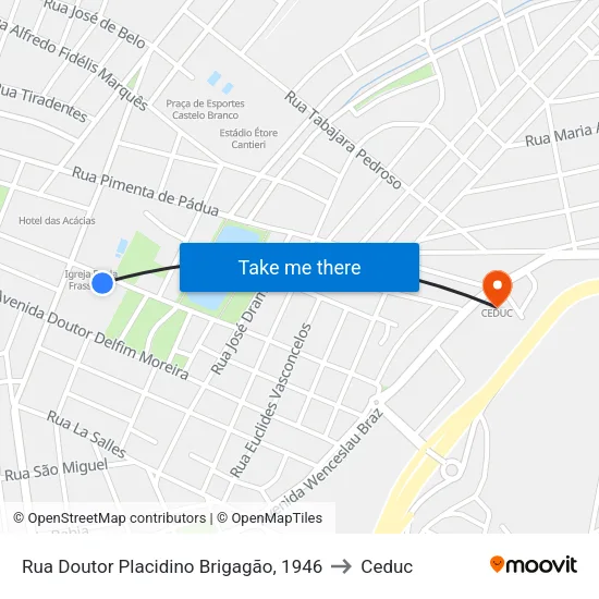 Rua Doutor Placidino Brigagão, 1946 to Ceduc map