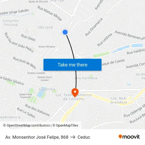 Av. Monsenhor José Felipe, 868 to Ceduc map
