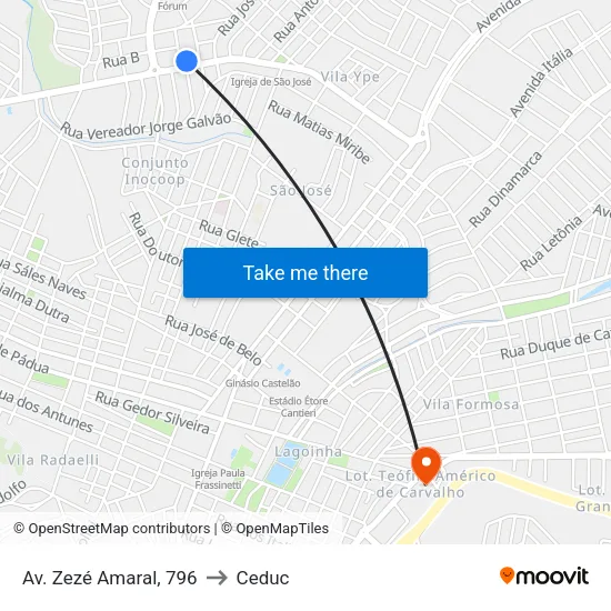 Av. Zezé Amaral, 796 to Ceduc map