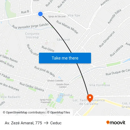Av. Zezé Amaral, 775 to Ceduc map
