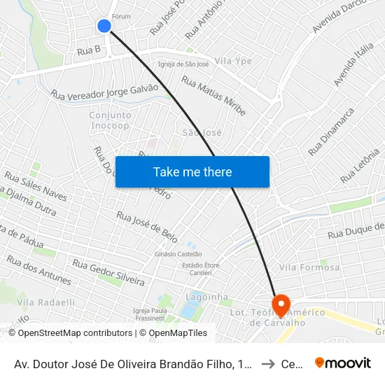 Av. Doutor José De Oliveira Brandão Filho, 151 | Fórum to Ceduc map