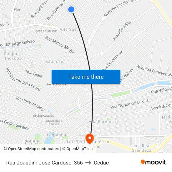 Rua Joaquim José Cardoso, 356 to Ceduc map