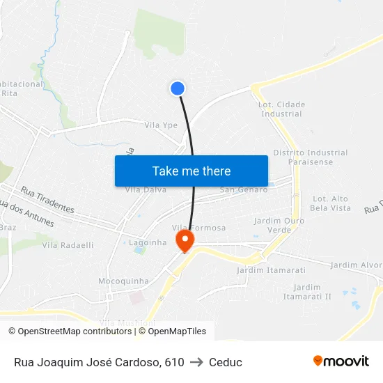 Rua Joaquim José Cardoso, 610 to Ceduc map