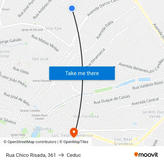 Rua Chico Risada, 361 to Ceduc map