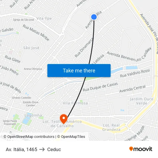 Av. Itália, 1465 to Ceduc map