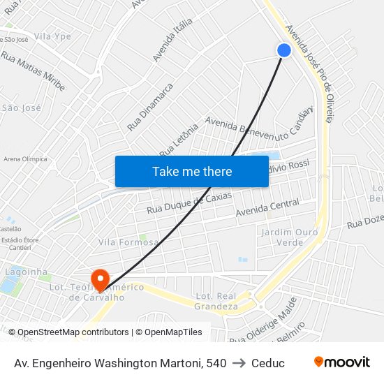 Av. Engenheiro Washington Martoni, 540 to Ceduc map