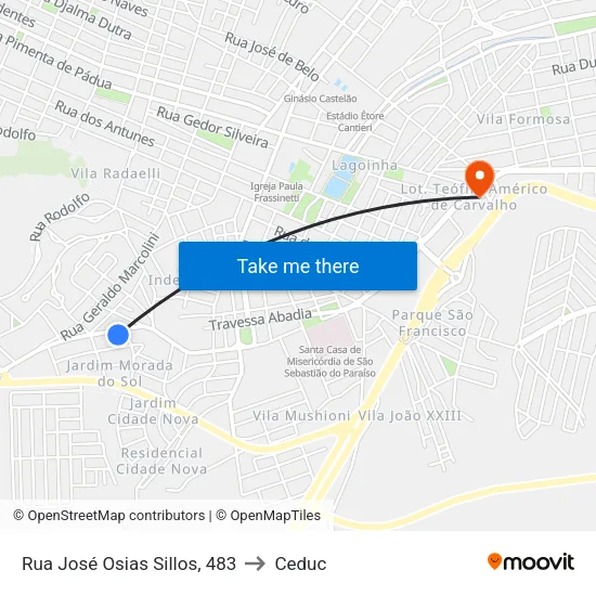 Rua José Osias Sillos, 483 to Ceduc map