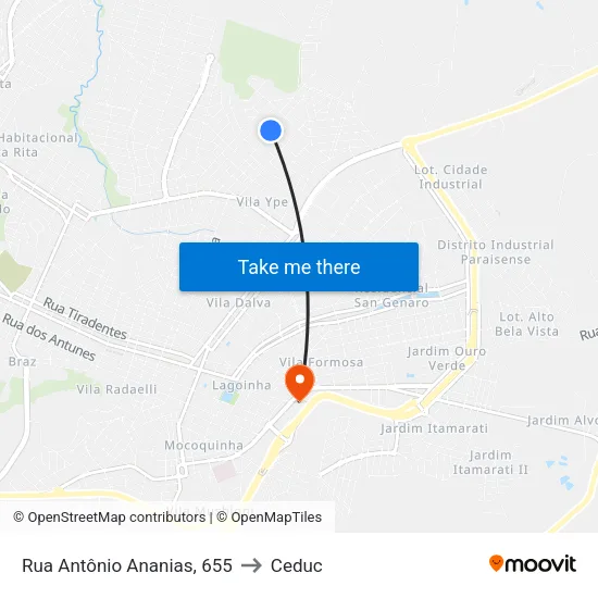 Rua Antônio Ananias, 655 to Ceduc map