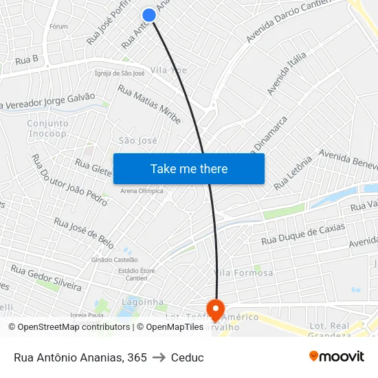 Rua Antônio Ananias, 365 to Ceduc map