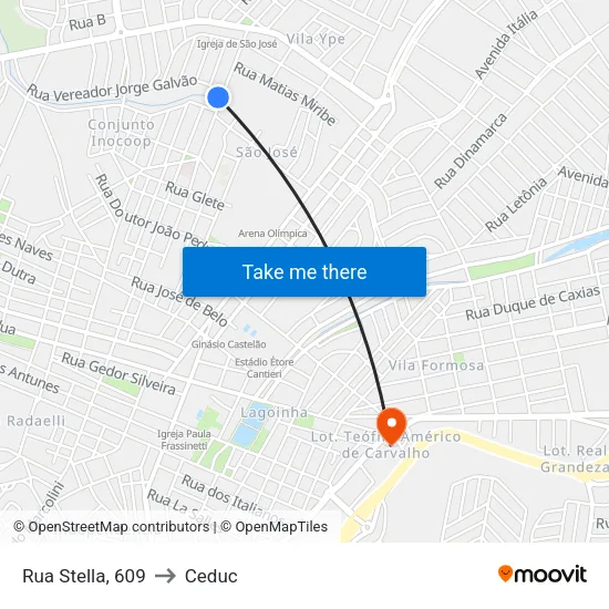 Rua Stella, 609 to Ceduc map